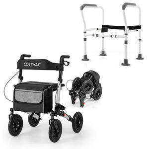 Deambulatore pieghevole e supporto per WC bagno per anziani, Deambulatore pieghevole e struttura leggera e supporto per gabinetto-Salute e bellezza