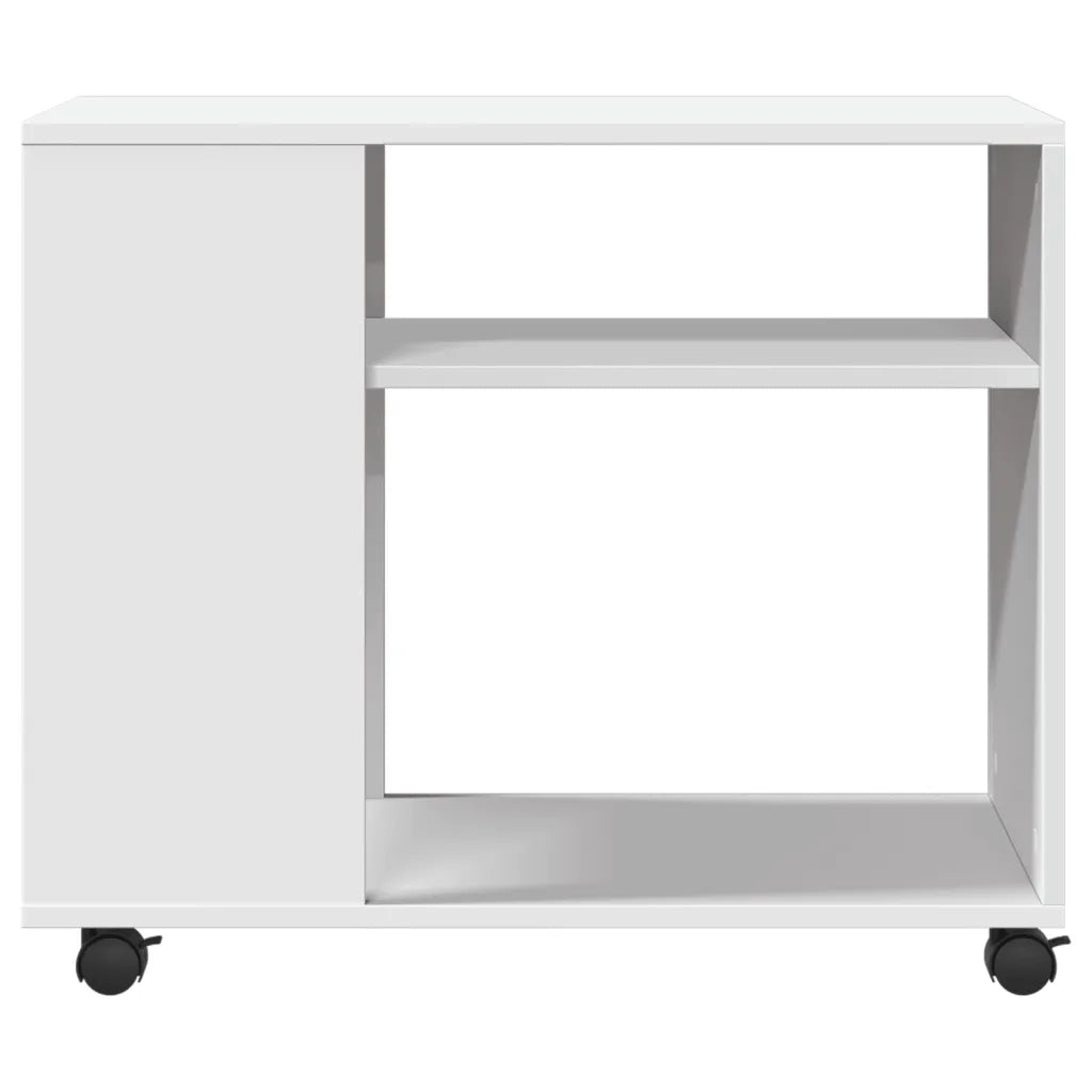 Tavolino con Ruote Bianco 70x35x60 cm in Truciolato 853146