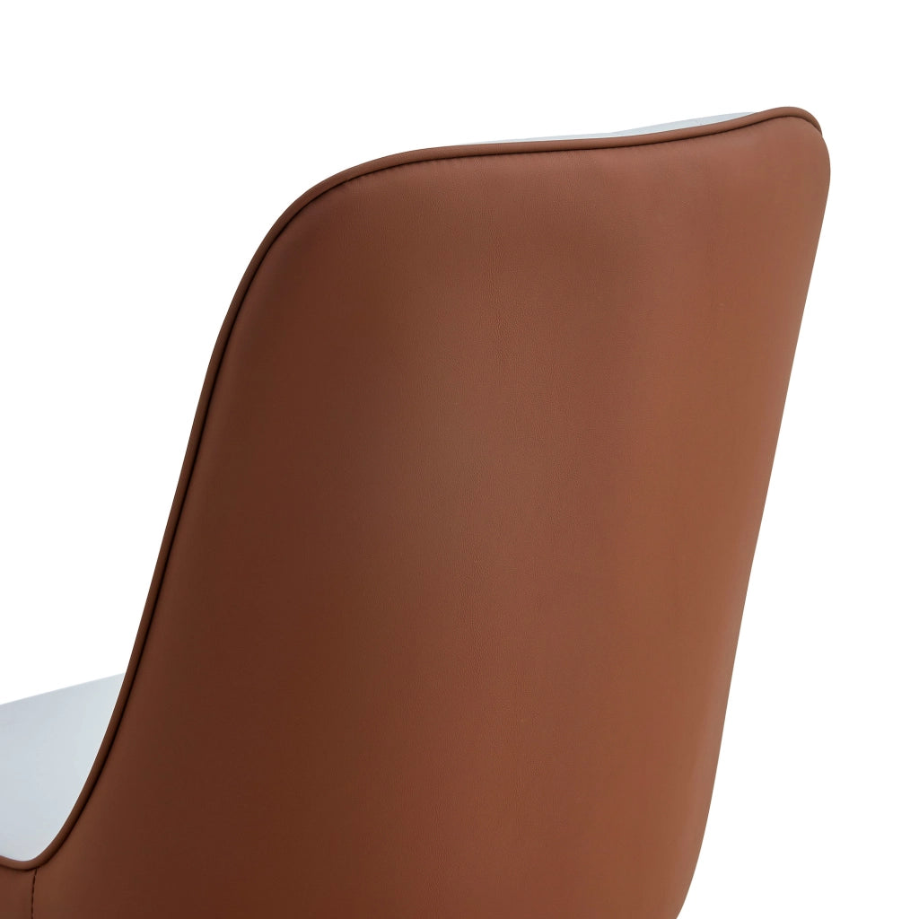 Sedia da pranzo con schienale ergonomico, in PU e metallo, Nero, marrone e grigio chiaro