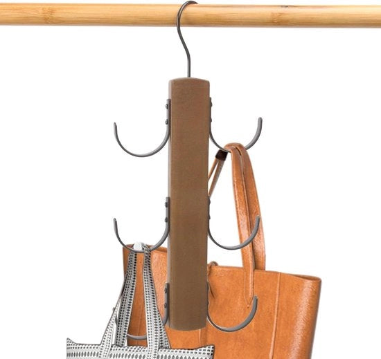 Hanger a muro a rotazione 360° con 6 ganci di chiusura in legno di noce