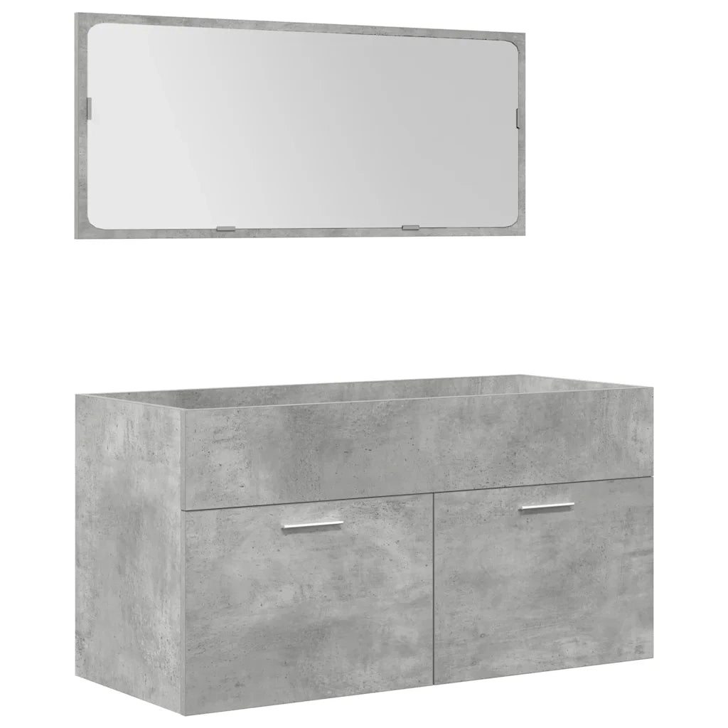 Set Mobili da Bagno 4 pz Grigio Cemento in Legno Multistrato 3324900