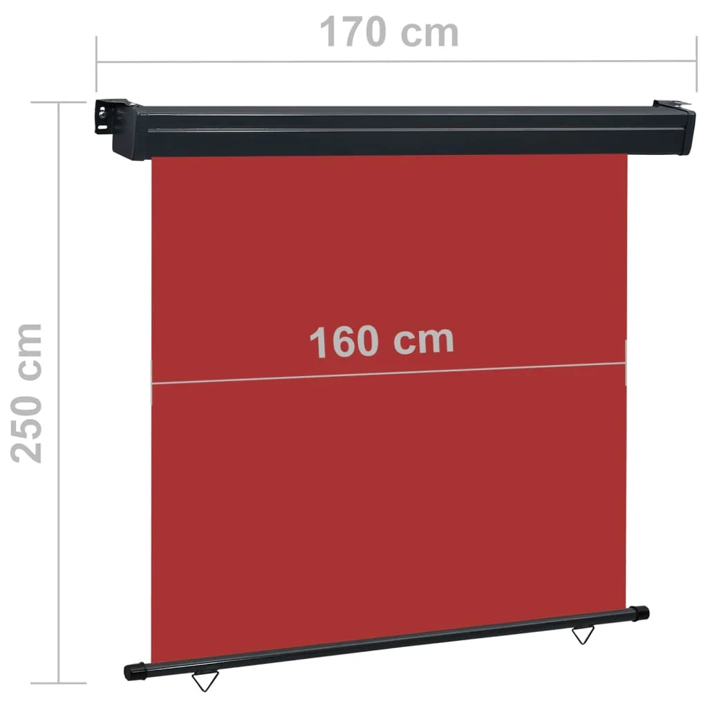 Tenda da sole laterale retrattile/schermo privacy per patio giardino terrazza balcone 170 x 250 cm rosso 02_0007031
