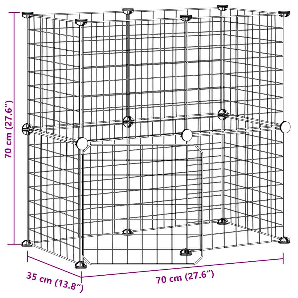 Gabbia per animali domestici a 12 pannelli con porta 35 x 35 cm nera 02_0041560