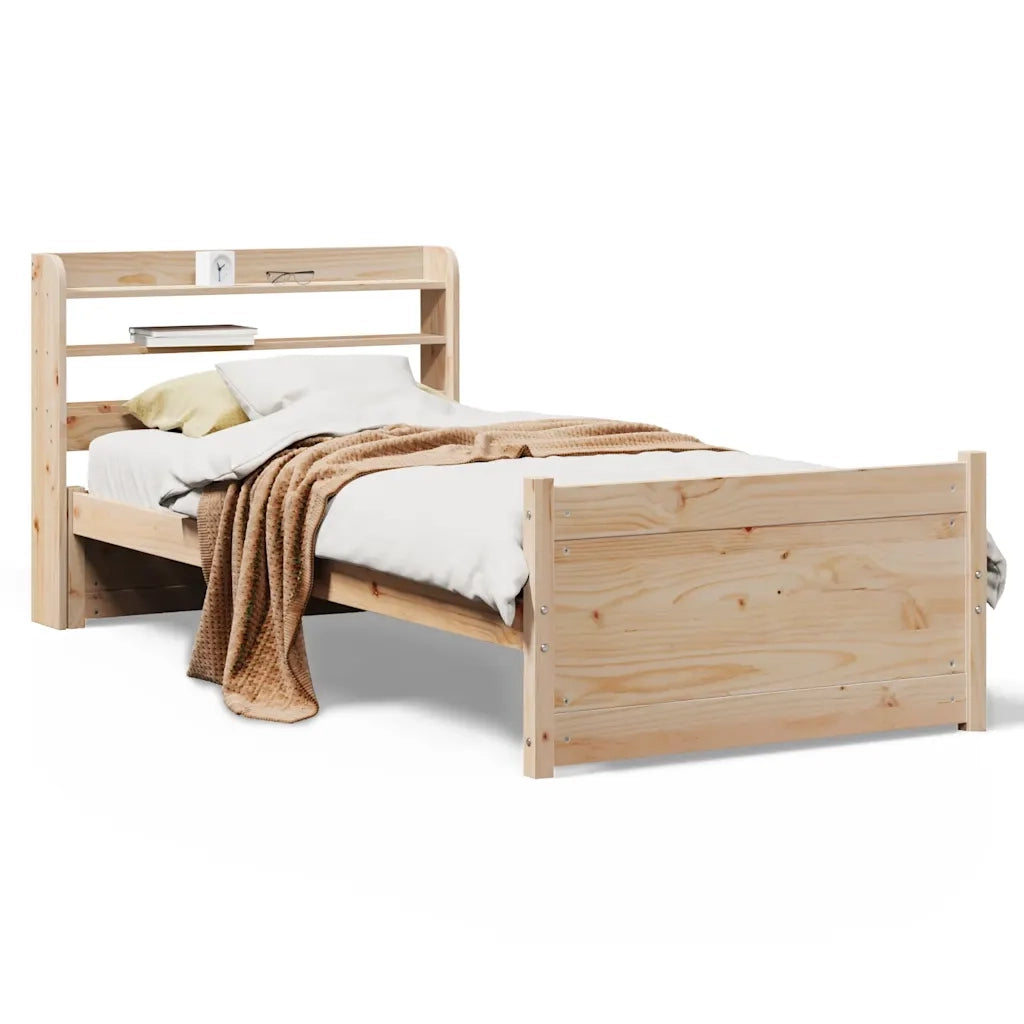 Giroletto con Testiera 90x190 cm in Legno Massello di Pino 3306748