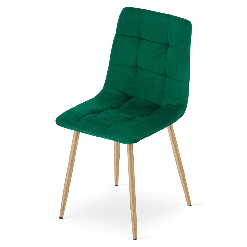 Set di 2 sedie Kara in velluto verde scuro con gambe effetto legno