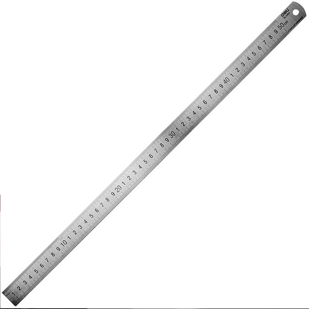 Trade Shop - Righello Metro 1mm A 50cm Metallo Acciaio Riga Multifunzione Segnatura Cm E Inch -