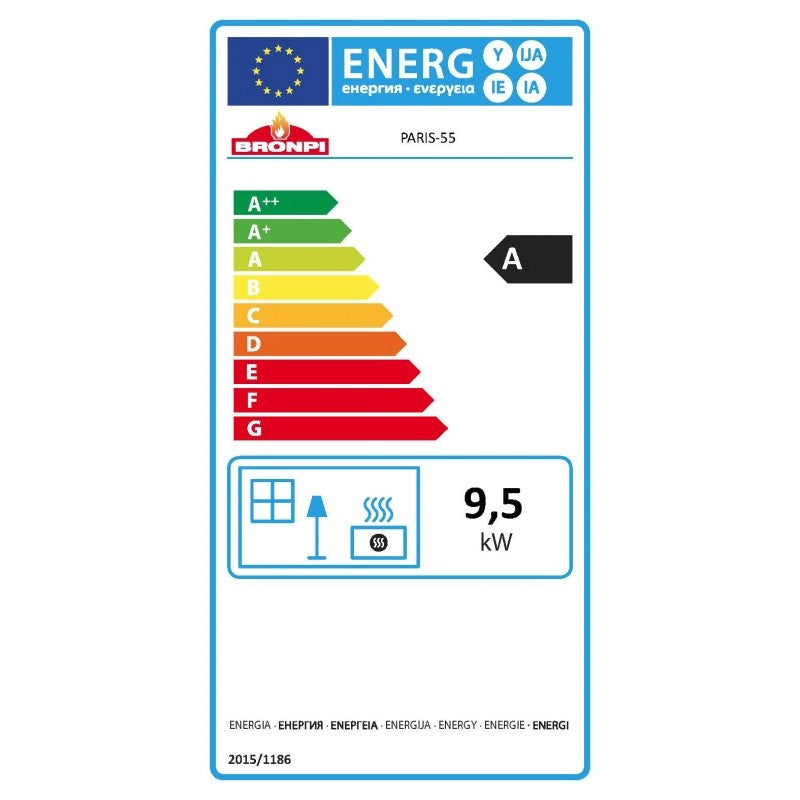 Inserto Camino Doppia Combustione 611x581 Bronpi Paris-55 Refrattario 9.5 KW