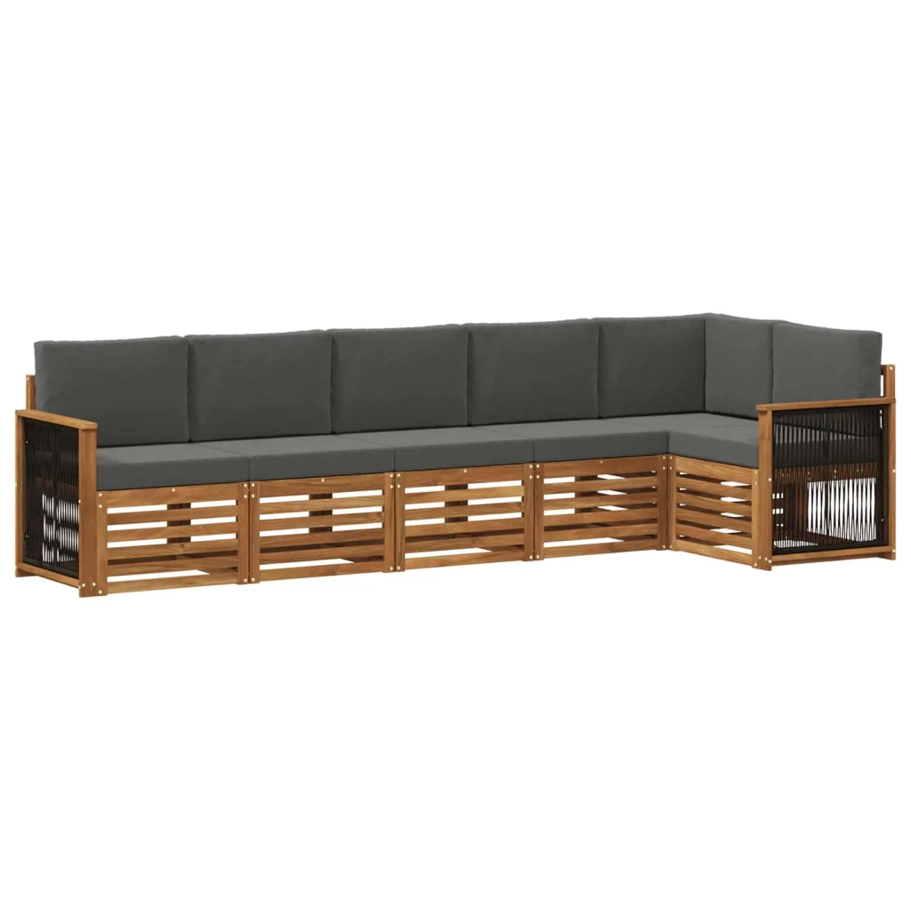 Set divano sezionale con cuscino 5 pcs Naturale e Antracite