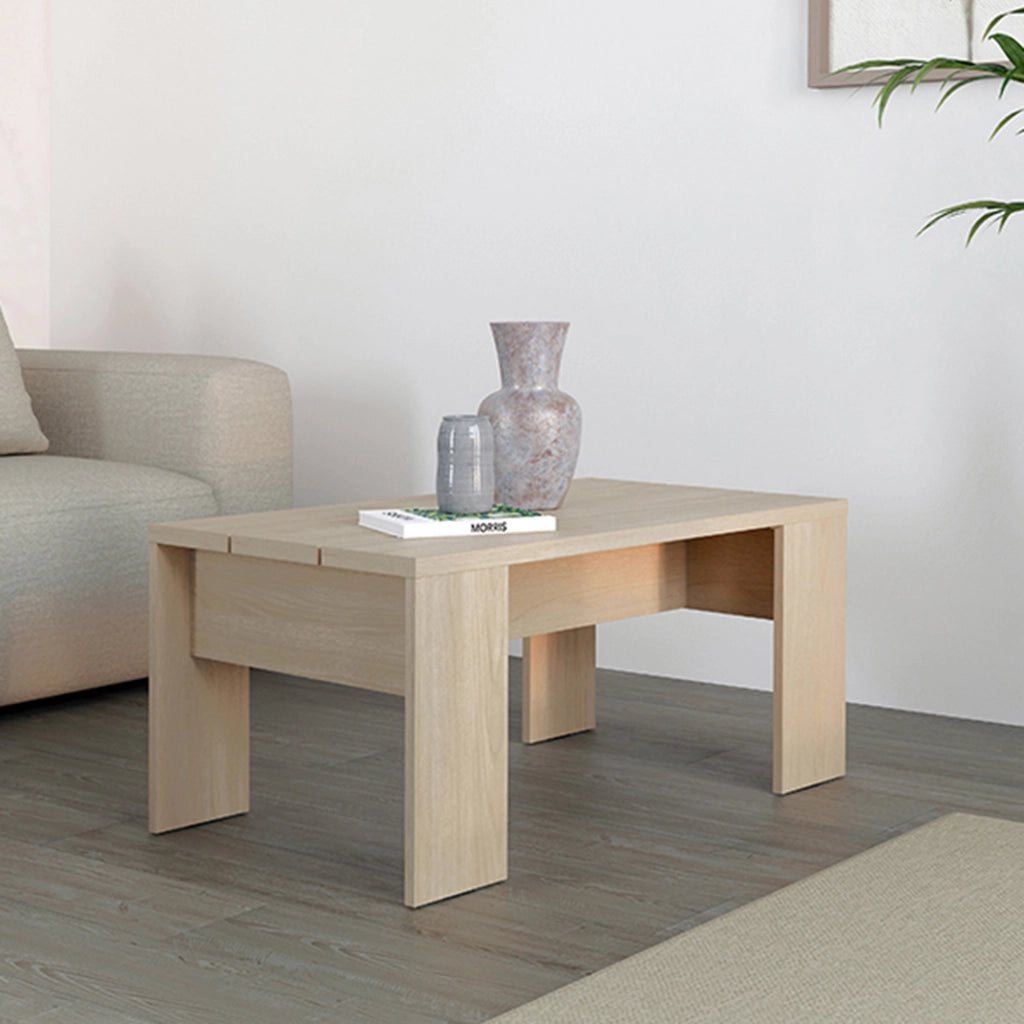 Riposto, Tavolino da Salotto Forma Rettangolare, 90x50x43h cm Marrone Rovere