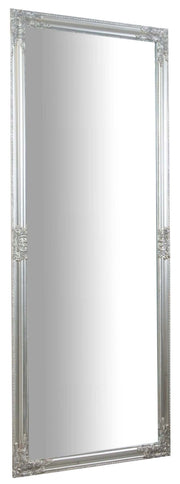 Biscottini Specchio Specchiera da parete e appendere verticale/orizzontale L72xPR4xH180 cm finitura foglia argento anticato.