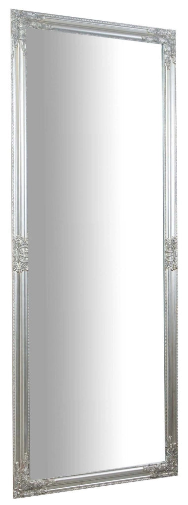 Biscottini Specchio Specchiera da parete e appendere verticale/orizzontale L72xPR4xH180 cm finitura foglia argento anticato.