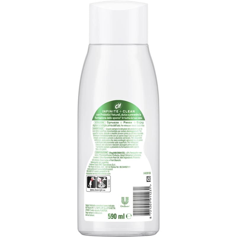 CIF RICARICA INFINITE+CLEAN LIME E FIORI BIANCHI 590 ML TUTTO IN UNO PROBIOTICI NATURALI SENSITIVE
