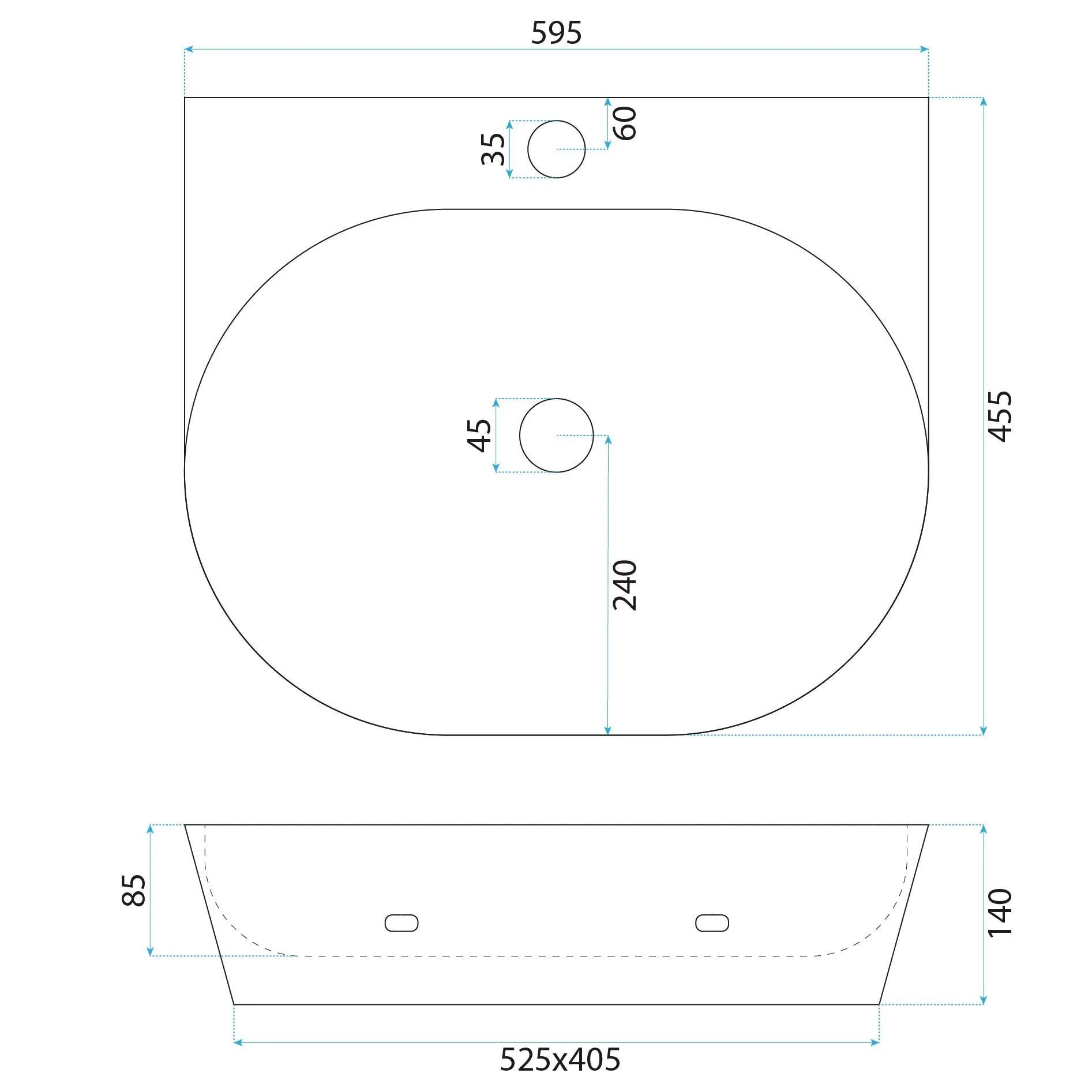 Lavabo Da Appoggio In Ceramica Rea Kim 60