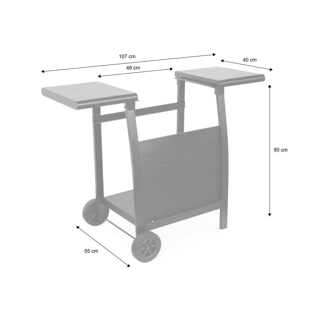Carrello per piastra plancha porthos 2 bruciatori, nero