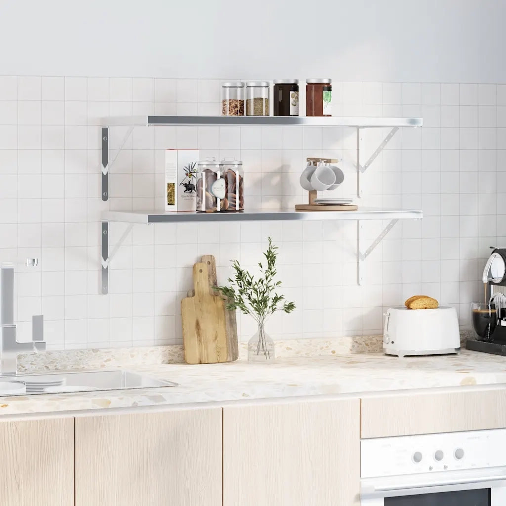 Staffe per Mensola 4 pz 40x2,5x25 cm in Acciaio Inox Argento