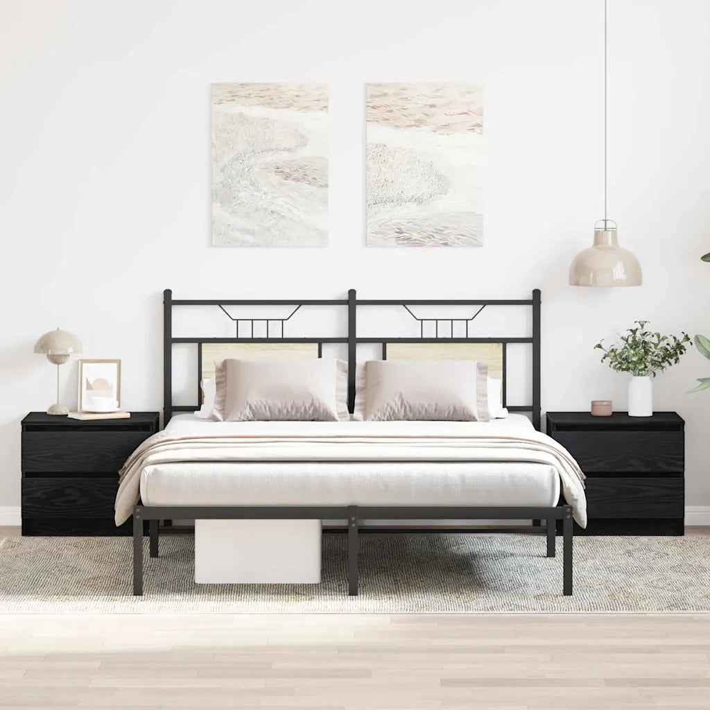 Armadio da Notte 2 pcs Rovere Nero 50 x 40 x 43,5 cm 862612