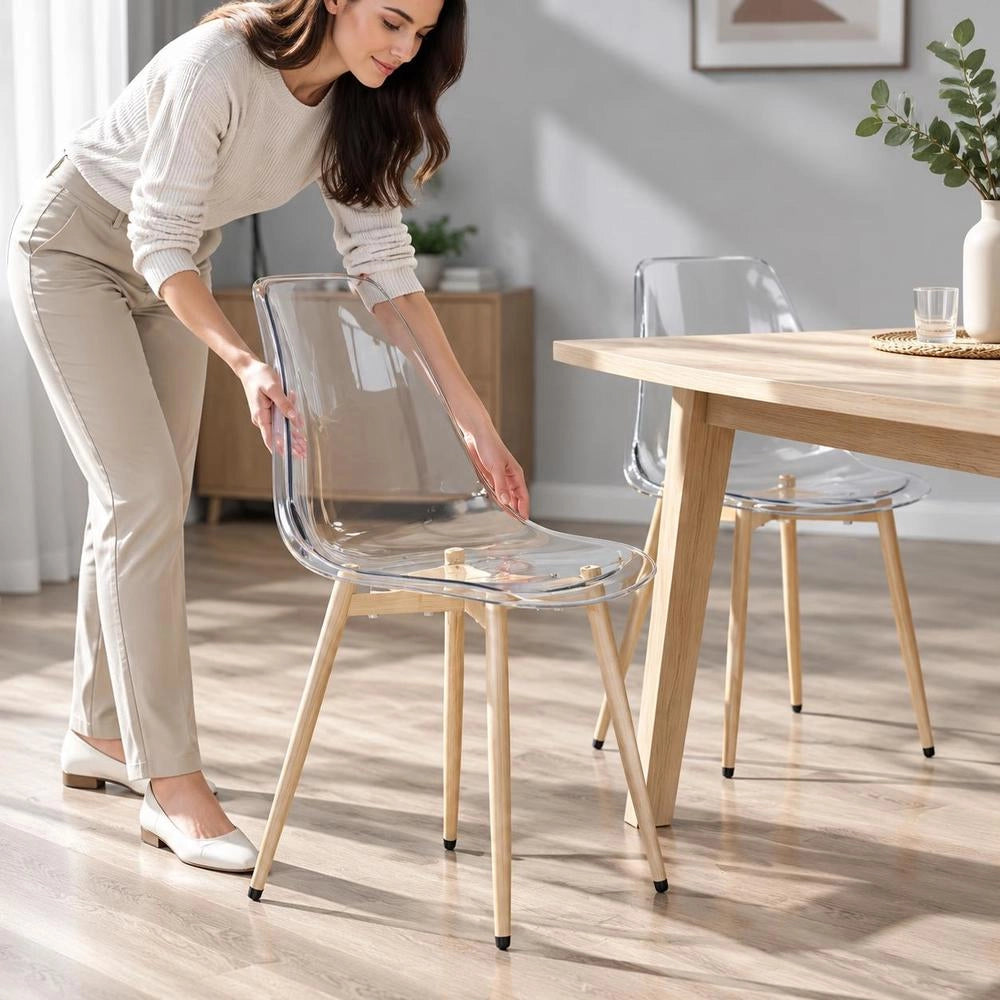 Dining Chairs, 2 Pieces, Transparent PET
