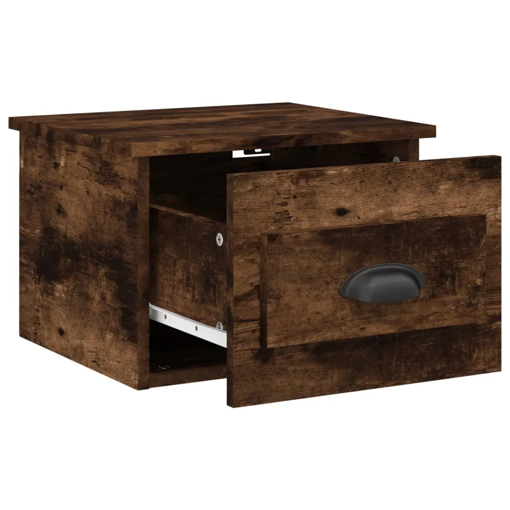 Set di 2 Comodini | Armadio da Notte | Mobiletto da notte a Parete Rovere Fumo 41,5x36x28 cm