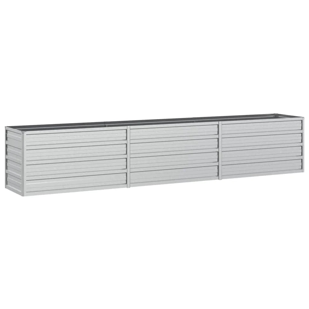 Fioriera rialzata per piante fiori patio giardino 240 x 40 x 45 cm acciaio zincato argento 02_0039409