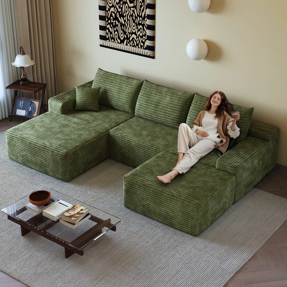 Divano angolare Chaise Longue ¨C Minimal ¨C Verde, 270cm, senza montaggio