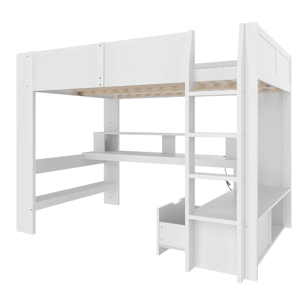 Letto gaming - Xylo - 140x200 cm LED scrivania bianco