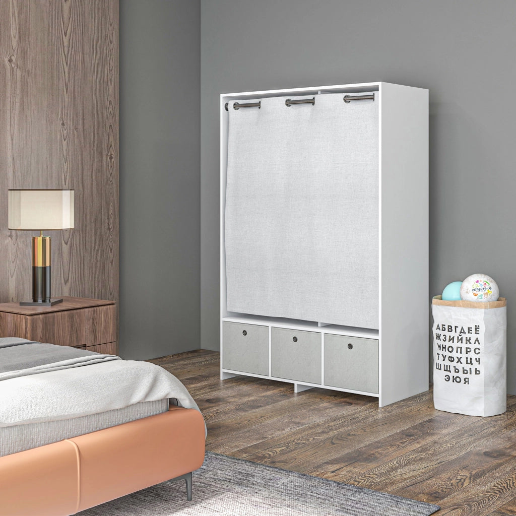 Armadio con ante e cassetti ¨C zephmum ¨C bianco 105x48x160