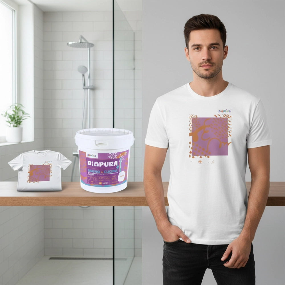 Kit pittura traspirante antimuffa per interni bagno cucina 5 l e t-shirt soft chaos *** misura small - s, confezione 1