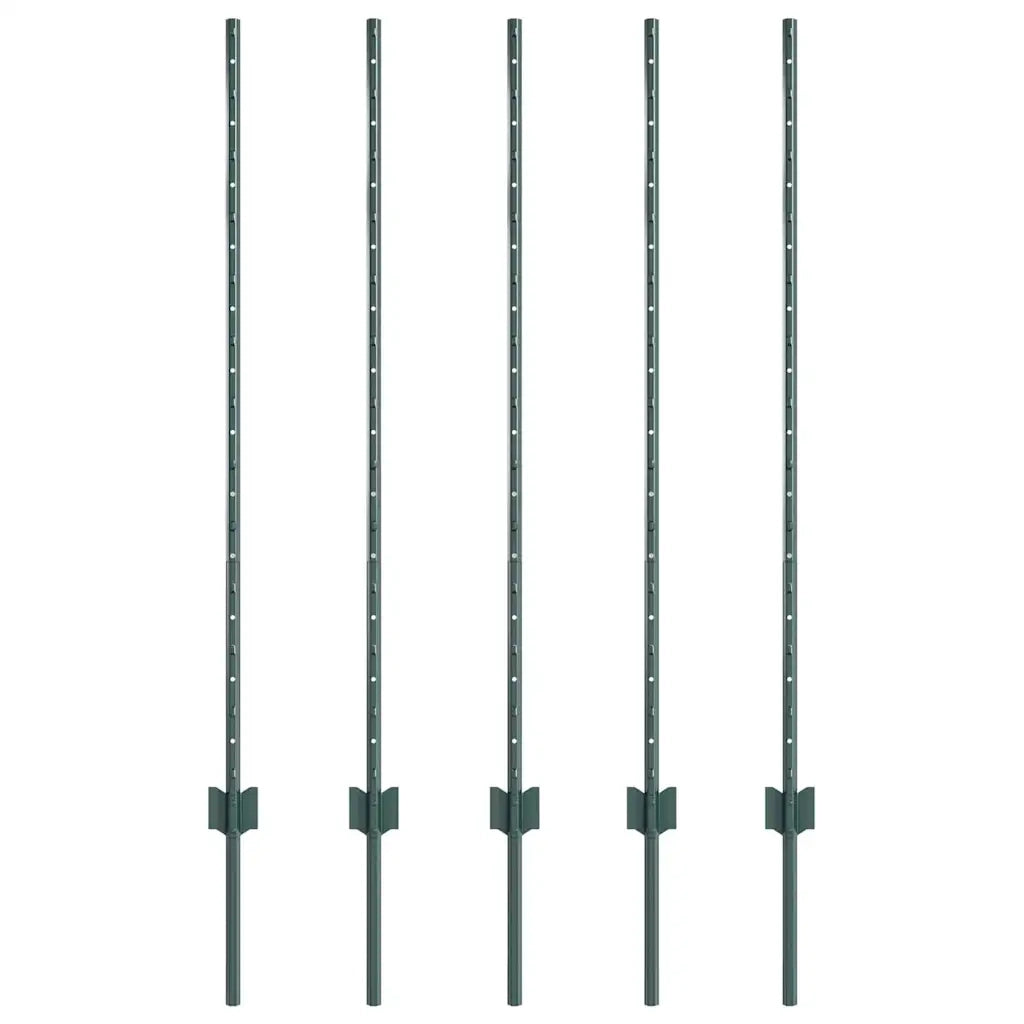 Palo della recinzione 5 pcs Verde 120 cm Acciaio 42006266