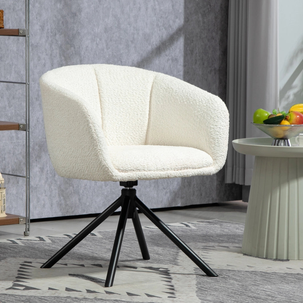 POLTRONA girevole 58,5x59x78,5 cm in poliestere bianco crema