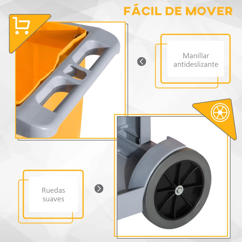 Carrello di Pulizia Professionale ¨C Xylo ¨C 100L con 3 Vassoi e Piattaforma 121x50,5x96,5 cm Grigio Giallo