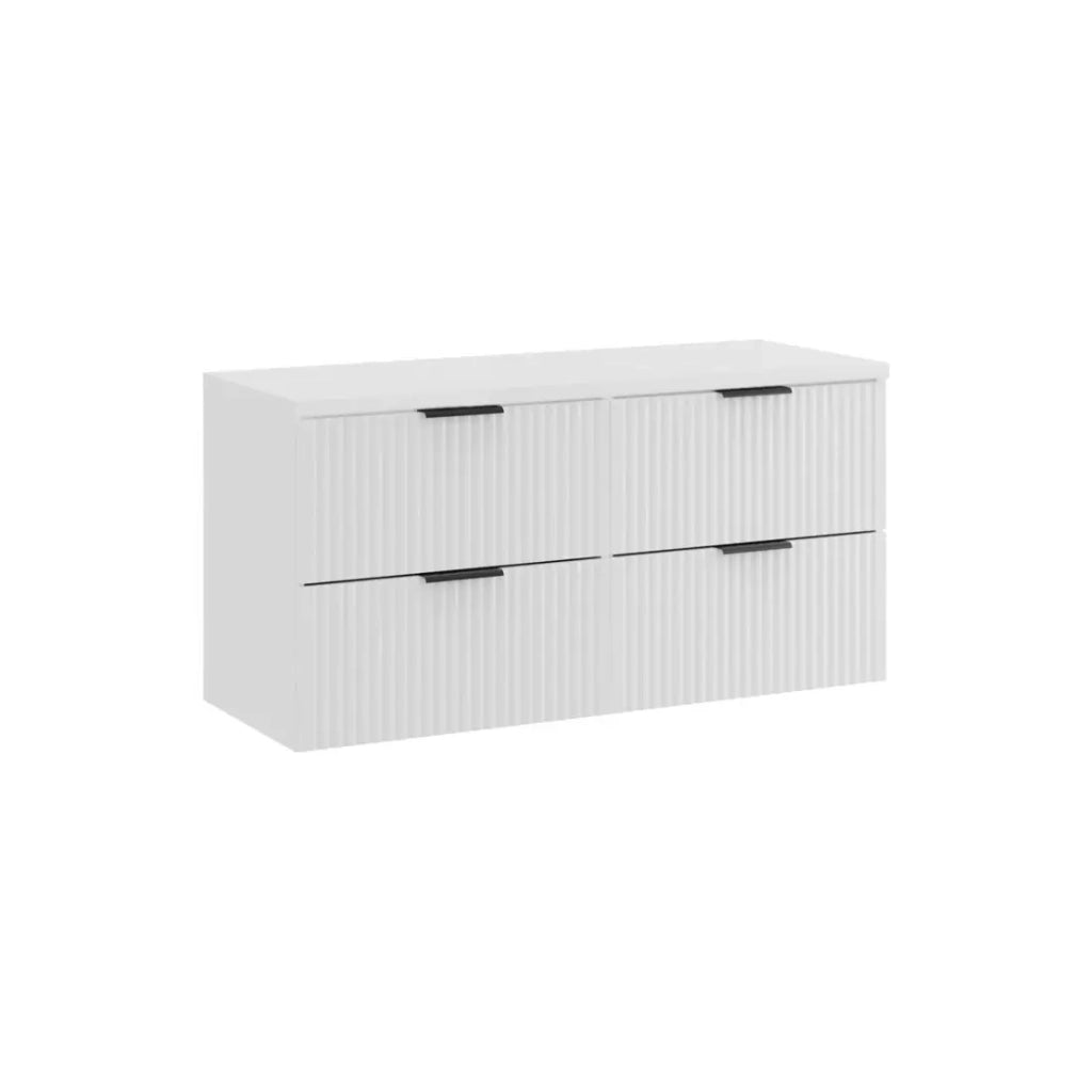 Set da bagno NOXERA 120 cm - Mobile sottolavabo sospeso bianco alpino opaco con piano per lavabo