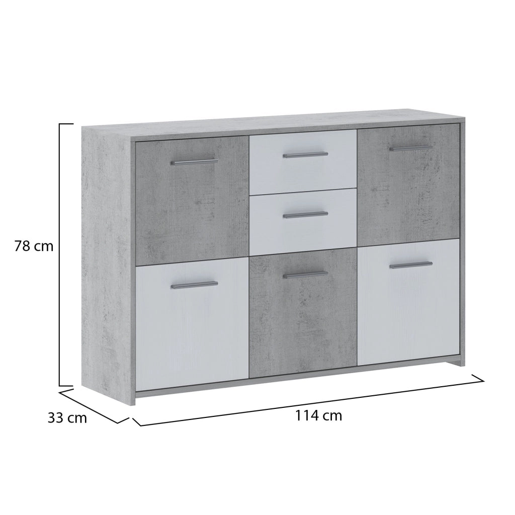 Madia Pineto, Credenza 2 Cassetti, 114x33x78h cm Bianco