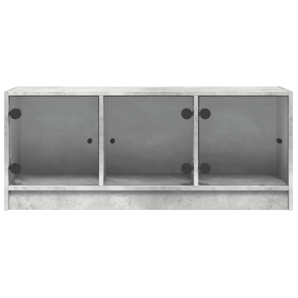 Mobile Porta TV con Ante in Vetro Grigio Cemento 102x37x42 cm 836409