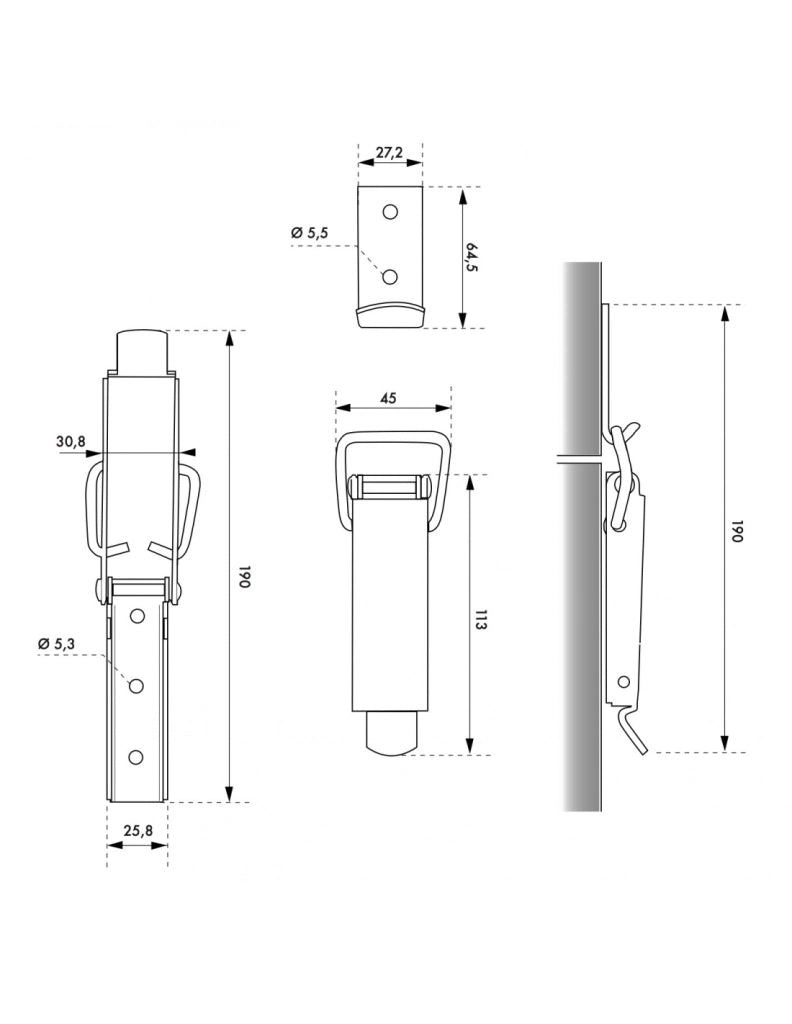 Chiusura a leva H 90 mm in acciaio zincato – THIRARD
