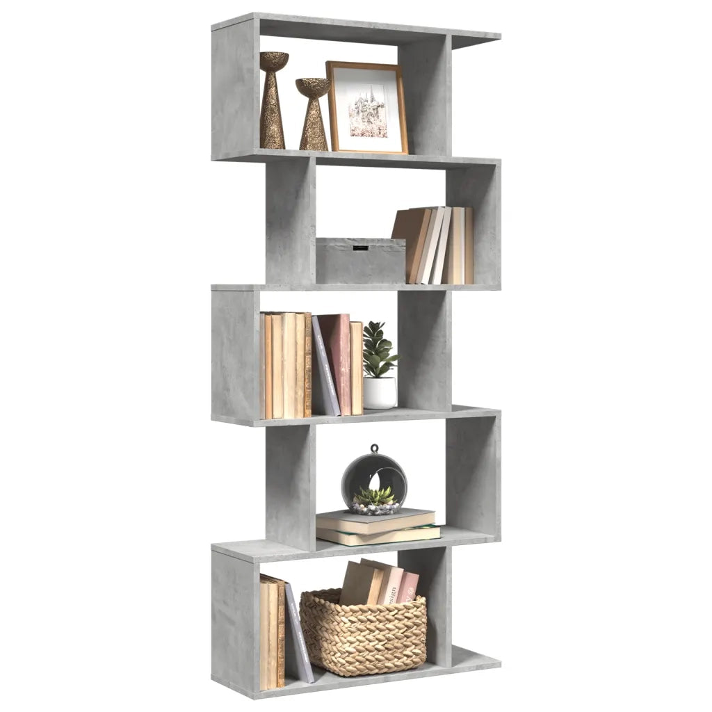 Libreria Divisorio 5Piani Grigio Cemento 70x24x161cm Truciolato 858096