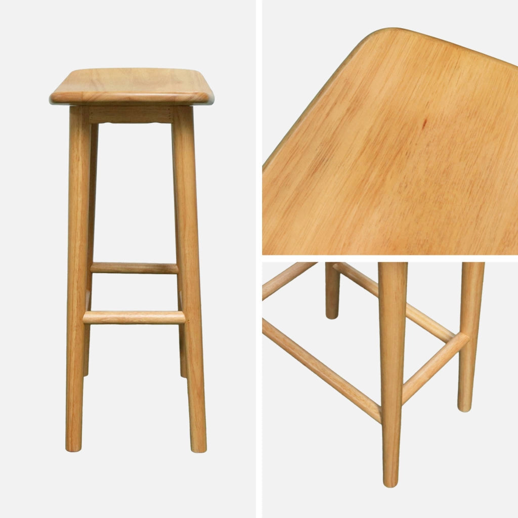 Set di 2 sgabelli da bar vintage in legno di hevea , marrone naturale
