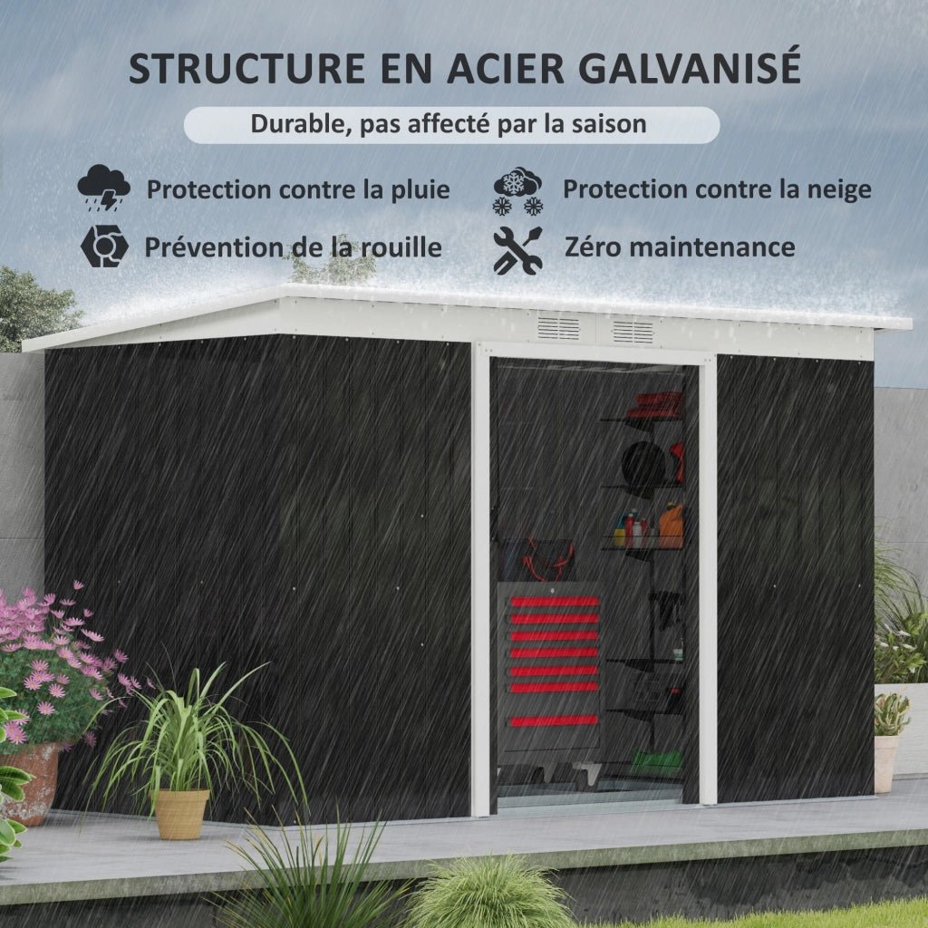 Casetta giardino in acciaio galvanizzato ¨C zephmum ¨C 280x130x172 cm nero