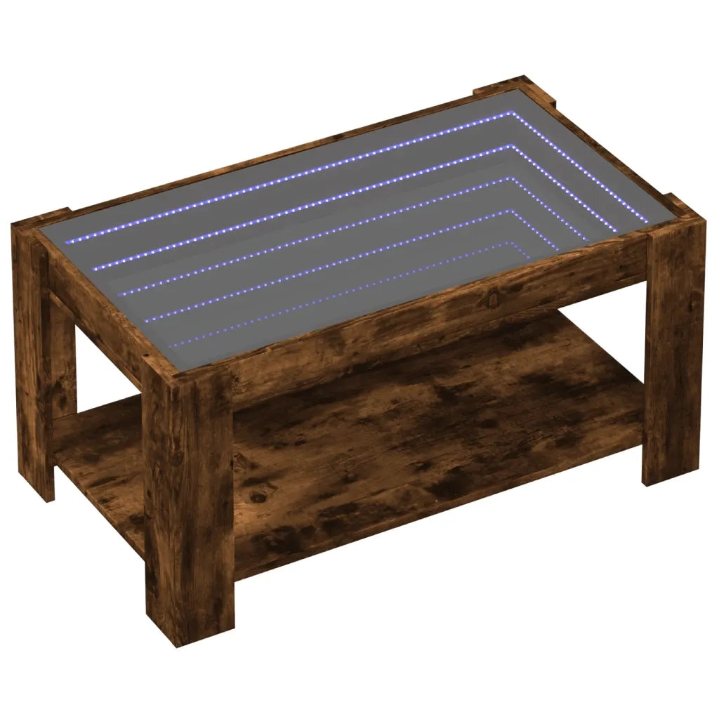 vidaXL Tavolino Salotto con LED Rovere Fumo 93x53x45 cm Multistrato