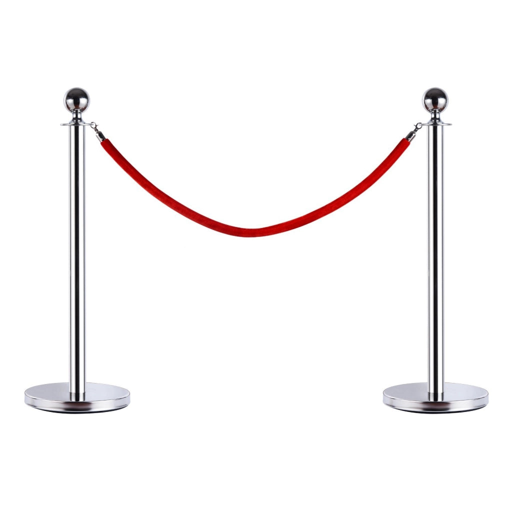 EasyComfort Transenne Elimina Separacode Paletti di Delimitazione con Corde Rosso Acciaio Inox Ф32 x 95CM Argento