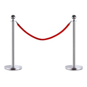 EasyComfort Transenne Elimina Separacode Paletti di Delimitazione con Corde Rosso Acciaio Inox Ф32 x 95CM Argento