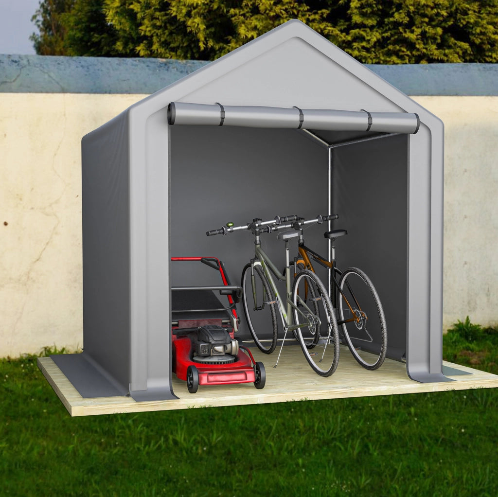 Garage per biciclette 190x170x200 cm con struttura in acciaio zincato e telo impermeabile; grigio scuro