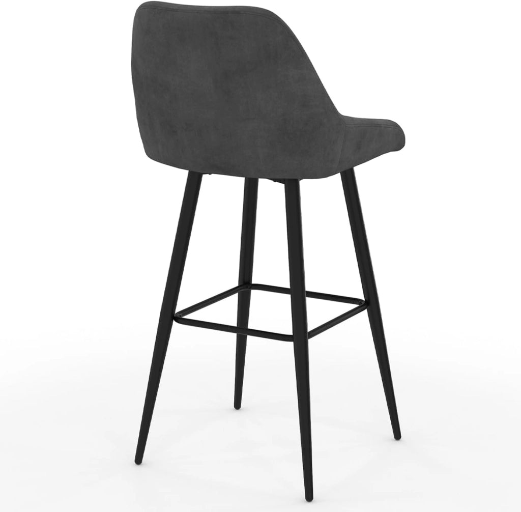 Set di 4 sgabelli da bar THALYA in velluto grigio scuro con mezzi braccioli