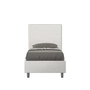 Letto singolo con rete imbottito 90x200 similpelle bianco Focus