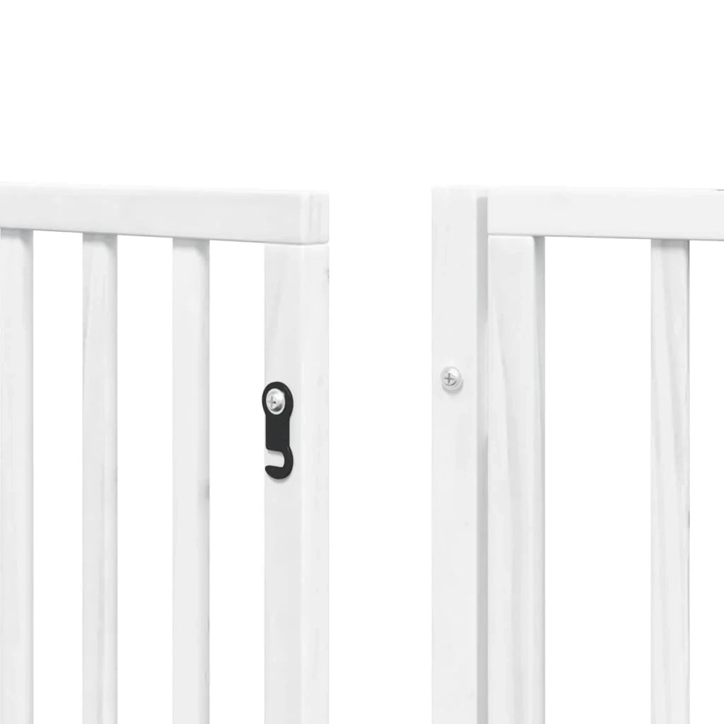 Cancelletto di sicurezza per animali domestici porta pieghevole 6 pannelli legno di pioppo bianco 02_0023231