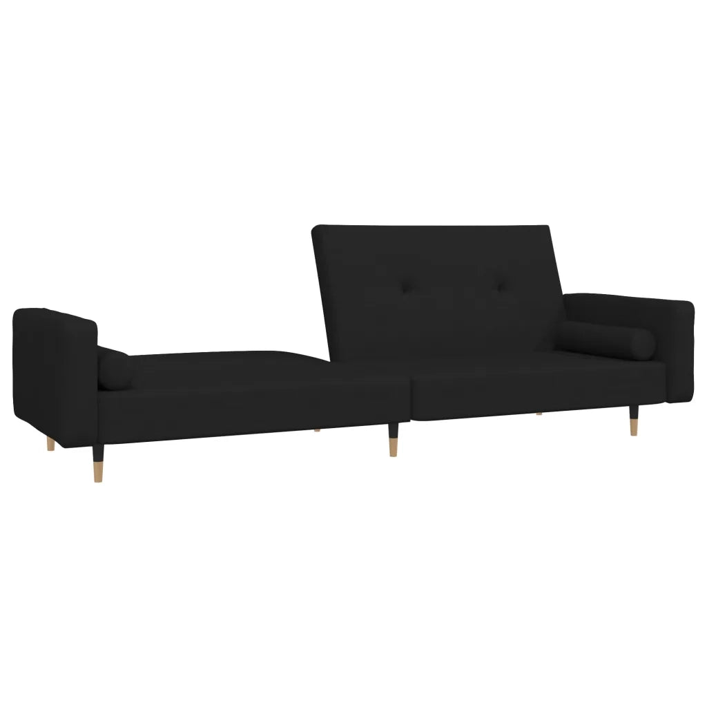 Divano Letto a 2 Posti con 2 Cuscini Nero in Velluto 375752
