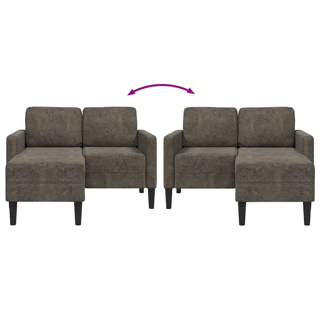 Divano 2 Posti con Chaise a L-Sofa 2 Posti con Chaise Grigio Scuro 125 cm in Similpelle