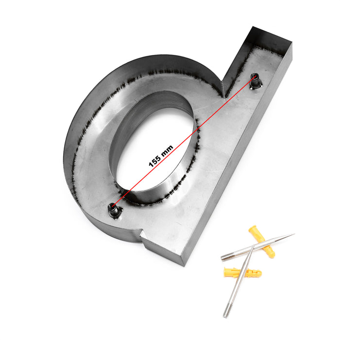 Lettera "b" per numero civico 3D Arial 15 cm Antiruggine Con materiale di montaggio