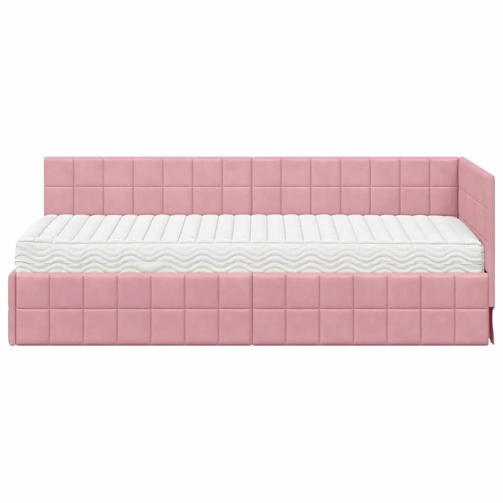 Struttura Letto Angolare con Materasso 2 pz-Giroletto con materasso Grigio Velluto 292520