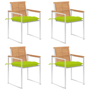 Sedie da Giardino con Cuscini 4 pz in Legno Massello di Teak cod mxl 8675