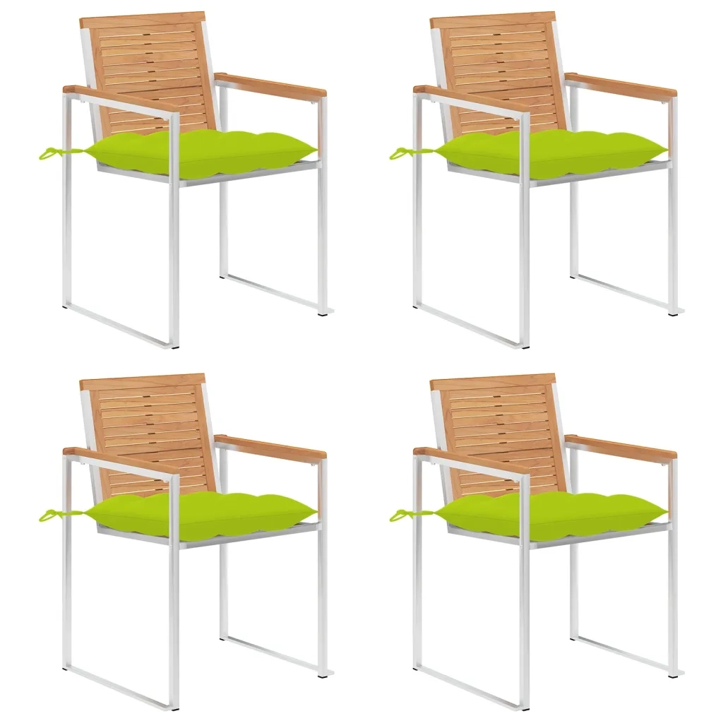 Sedie da Giardino con Cuscini 4 pz in Legno Massello di Teak cod mxl 8675